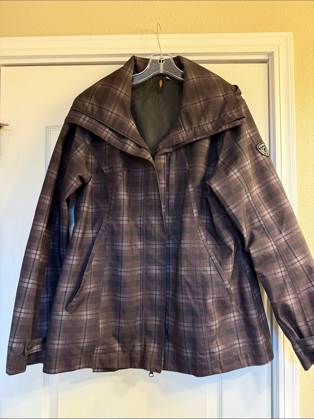 Kerrits Plaid Equestrian Hooded Jacket in Plum